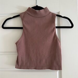 Zara Women’s Brown Ribbed Cropped Tank Top Size XS